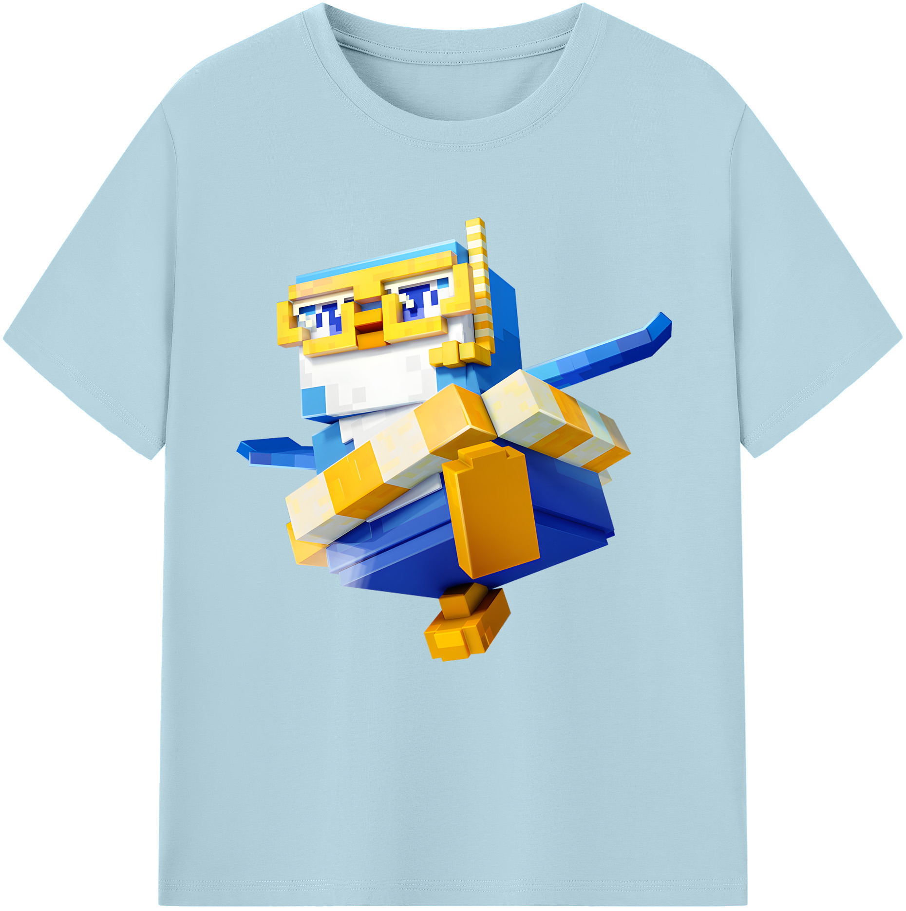 （画像用） マインクラフト ブロックの世界 Minecraft MC Block world 綿100％半袖Tシャツ（フロントプリント）